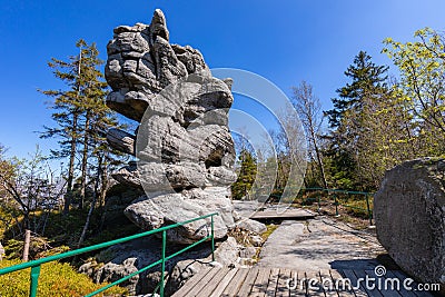 Stolowe Mountains National Park. Rock formations in Szczeliniec Wielki hiking trail near Kudowa-Zdroj, Lower Silesia, Poland Stock Photo