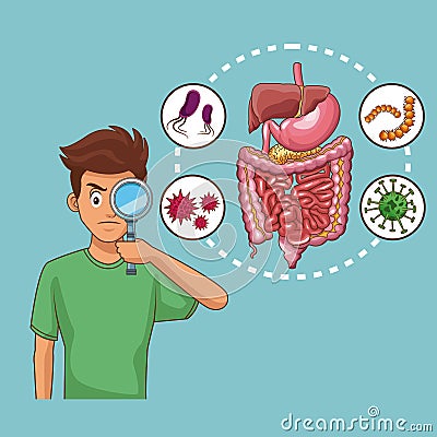 Stomach ache cartoons Vector Illustration