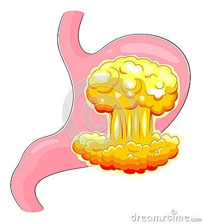 Stomach with an atomic explosion Vector Illustration