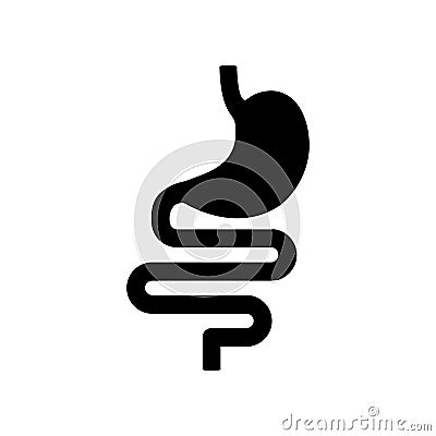 Stomach black silhouette vector icon. Internal human organ outline illustration Vector Illustration