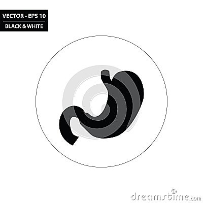 Stomach black and white flat icon Vector Illustration