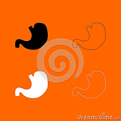 Stomach black and white set icon . Vector Illustration