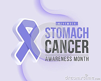 Stomach cancer awareness month - Text and 3D Periwinkle ribbon awareness on abstract lines blend stomach shape vector design Vector Illustration