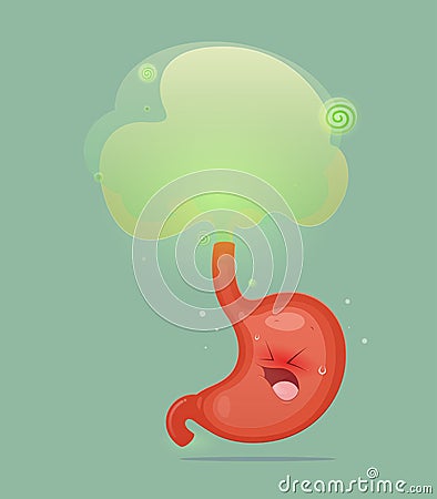 The stomach is fart because of acid in the stomach. Vector Illustration