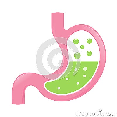 Stomach Icon With Acid And Bubbles Vector Illustration