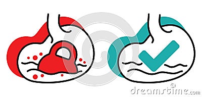 Stomach Indigestion, abdominal fullness flat icon Vector Illustration