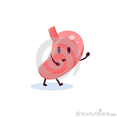 Stomach Primitive Style Cartoon Character Vector Illustration