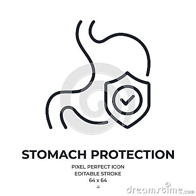 Stomach protection concept icon editable stroke outline icon isolated on white background flat vector illustration. Pixel perfect Vector Illustration
