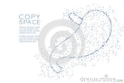 Stomach shape Abstract Geometric Circle dot pixel pattern, Medical Science Organ concept design blue color illustration Vector Illustration