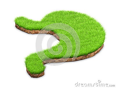 Stomach shape made of green grass and piece of soil land. Stomach concept. 3d illustration. Cartoon Illustration