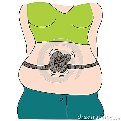 Stomach Tied In Knots Vector Illustration