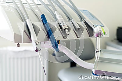 Stomatological instrument in the dentist`s clinic . Stock Photo