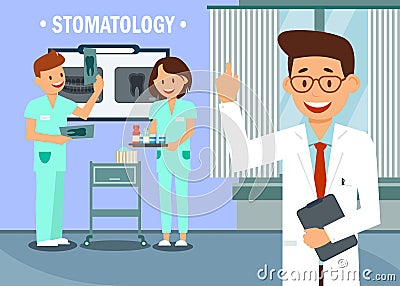 Stomatology Clinic Staff Flat Vector Illustration Vector Illustration