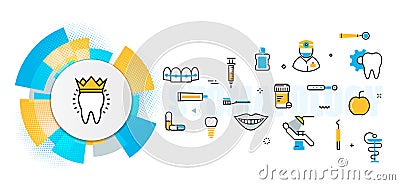 Stomatology and dentist service header banner in circles element Vector Illustration