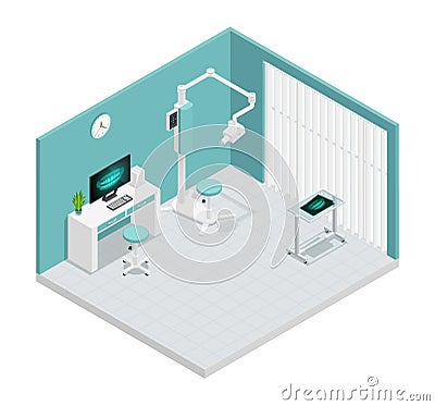 Stomatology Dentistry Isometric Composition Vector Illustration