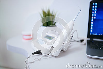 Stomatology. Dentistry. Medicine, medical equipment and stomatology concep.Dental office. Stomatological instrument in the Stock Photo