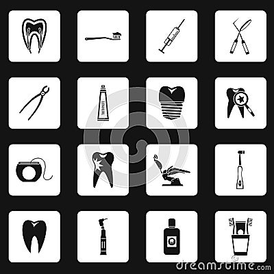 Stomatology icons set in simple style Vector Illustration