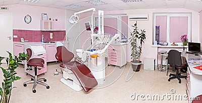 Stomatology interior of modern dental clinic with professional Stock Photo