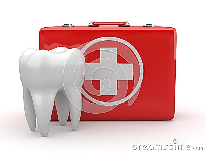 Stomatology. Tooth and Medical Kit. Stock Photo