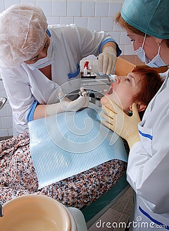 Stomotolog does local anaesthesia Stock Photo