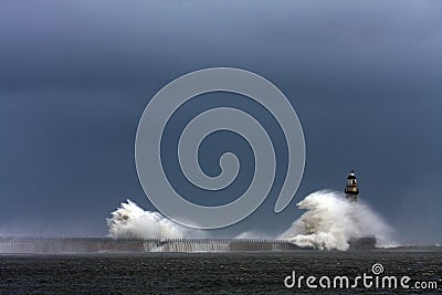 Stomy weather at Roker Lighthouse Stock Photo