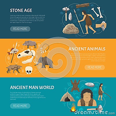 Stone Age Banners Vector Illustration