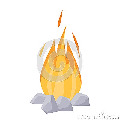 Stone age bonfire wood Vector Illustration