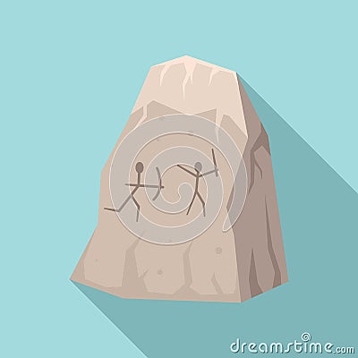 Stone age cave drawings icon, flat style Vector Illustration