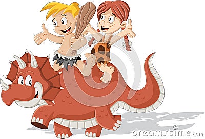 Stone age children. Vector Illustration