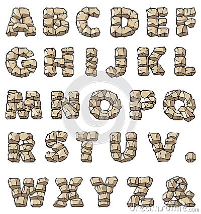 Stone alphabet Cartoon Illustration