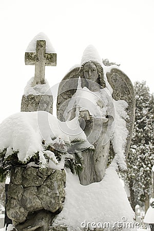 Stone angel statue Stock Photo