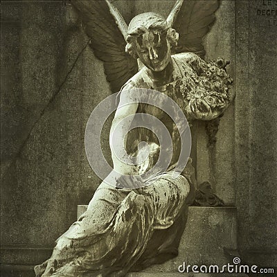 Stone angel statue Stock Photo