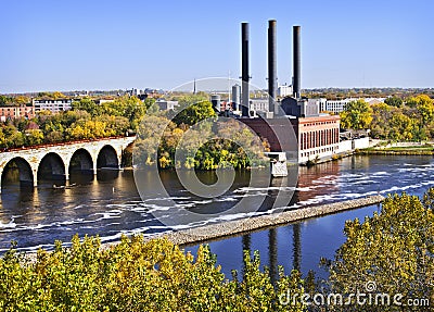 Stone Arch Bridge, Minneapolis, Minnesota Stock Photo