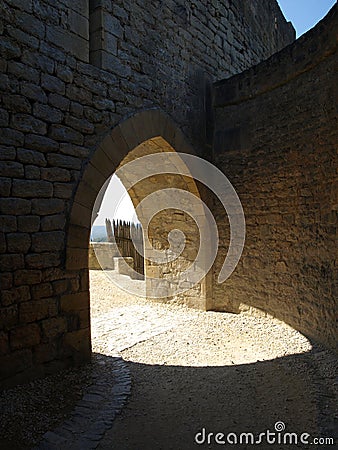 Stone arch castle of Beynac Stock Photo