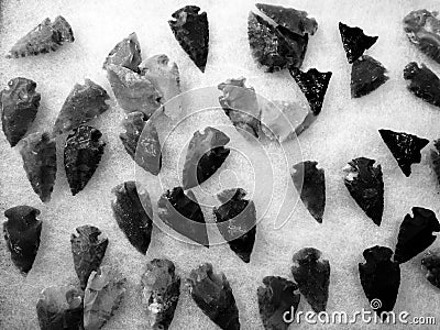 Stone Arrowheads Representing Ancient History Stock Photo