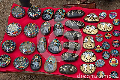 Stone art, Thimpu, Bhutan Editorial Stock Photo