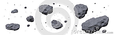 Stone asteroid belt. Meteor or flying space rock Vector Illustration