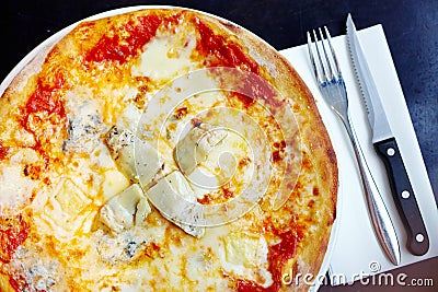 Stone baked pizza margherita with artichoke Stock Photo