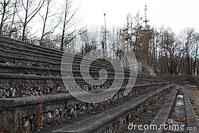 The stone bleachers at the stadium Stock Photo