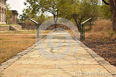 The Stone block walk path in the park/garden stock photograph image Stock Photo