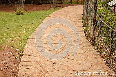 The Stone block walk path in the park/garden stock photograph image Stock Photo