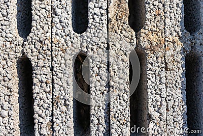 stone blocks with holes close-up Stock Photo