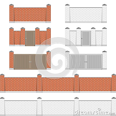 Stone bricks fence. Vector Illustration