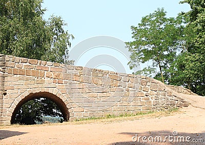 Stone bridge on castle Pecka Stock Photo
