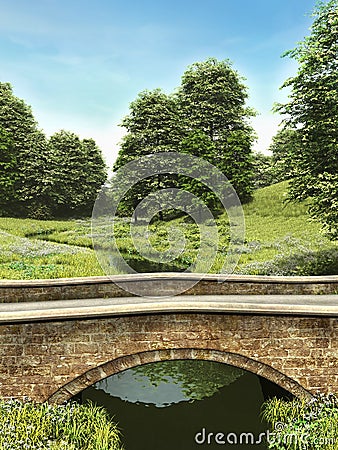 Stone bridge in the countryside Stock Photo