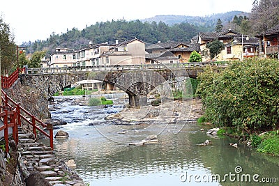 The stone bridge of the Fujian earthen structures Editorial Stock Photo