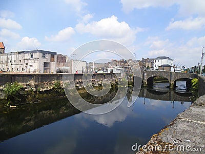 A stone bridge over a river in Cork. Stock Photo