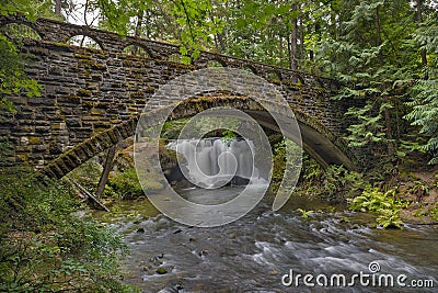 Stone Bridge at Whatcom Falls Park Bellingham WA USA Stock Photo