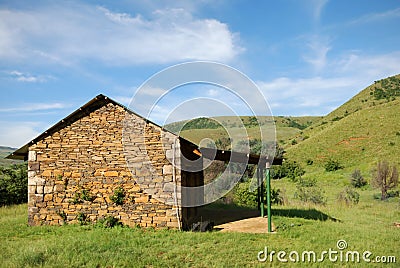 Stone Building in the hills Stock Photo