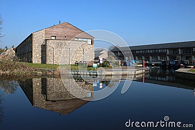 Stone building and reflection Lancaster Canal Editorial Stock Photo